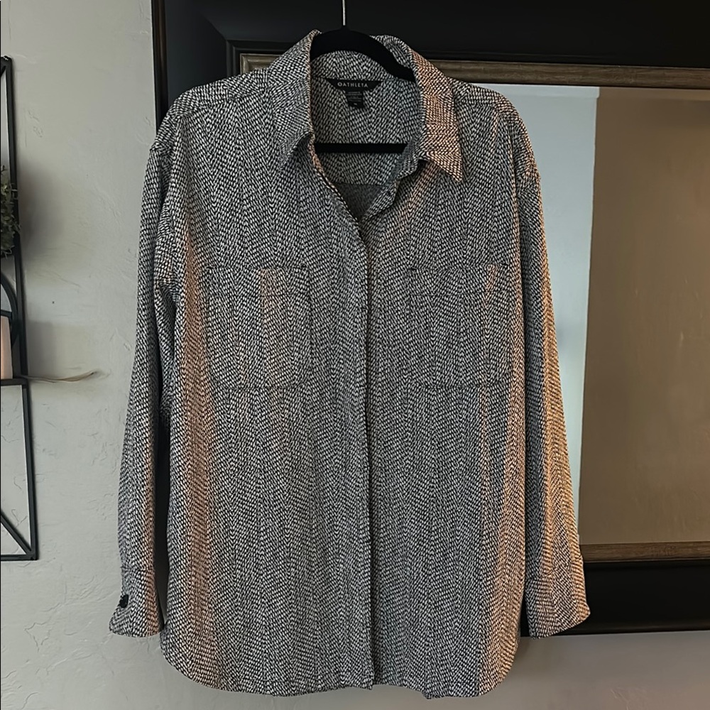 Athleta Black and White Herringbone Shirt